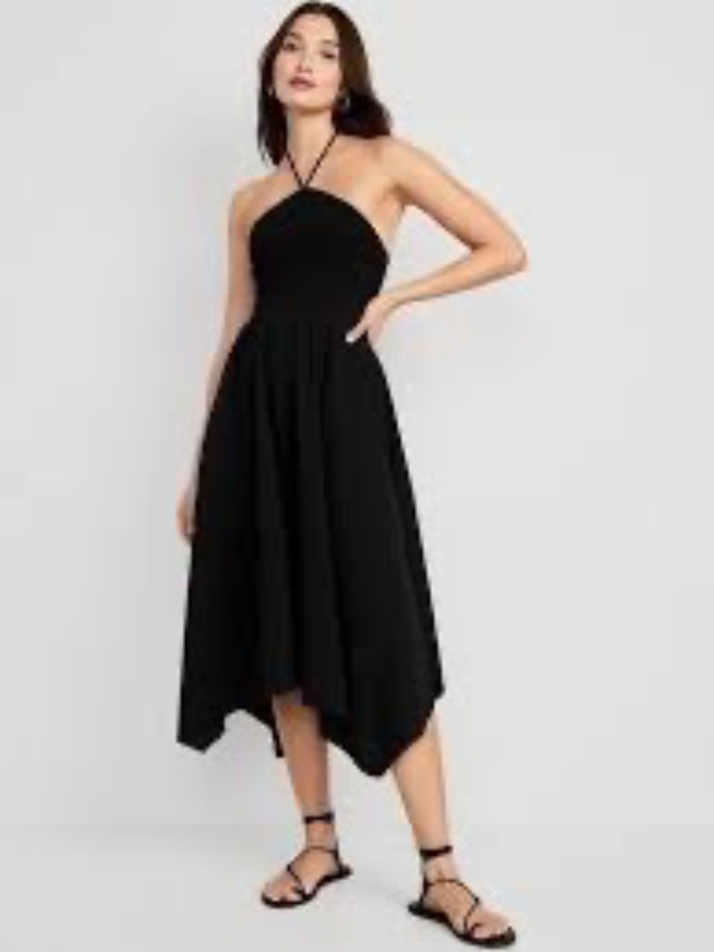 Fit & Flare Crinkled Halter Midi Dress